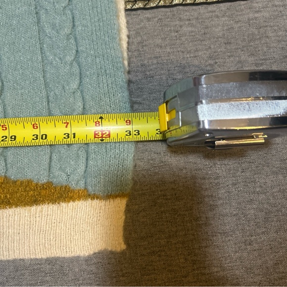 Anamá Turtleneck Colorblock Mixed-Knit Poncho Sweater Ivory Size L - Picture 10 of 12